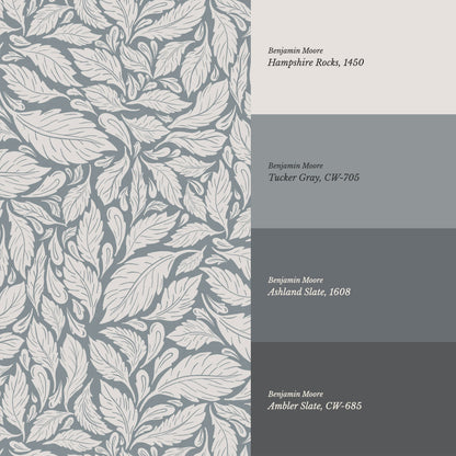 Eulalie Chateau Foliage Slate Wallpaper