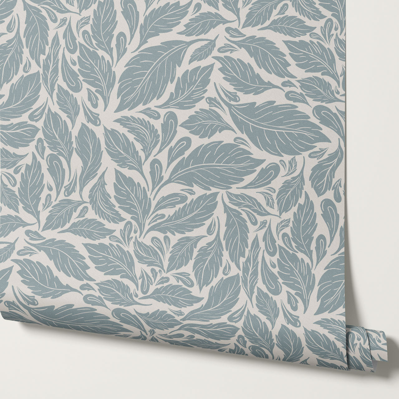 Eulalie Chateau Foliage French Blue Cream Wallpaper