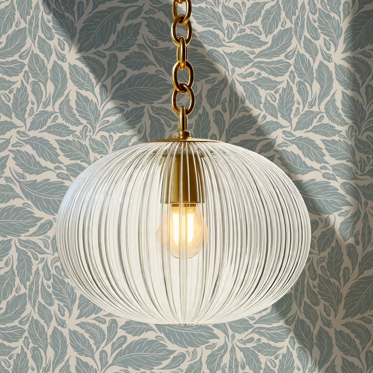 Eulalie Chateau Foliage French Blue Cream Wallpaper