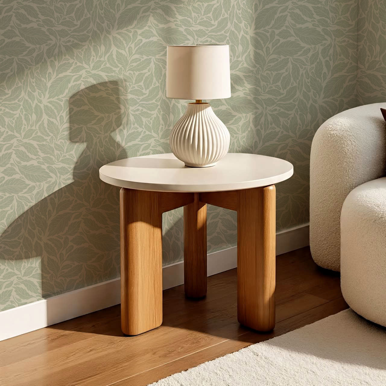 Eulalie Chateau Foliage Sage Taupe Wallpaper