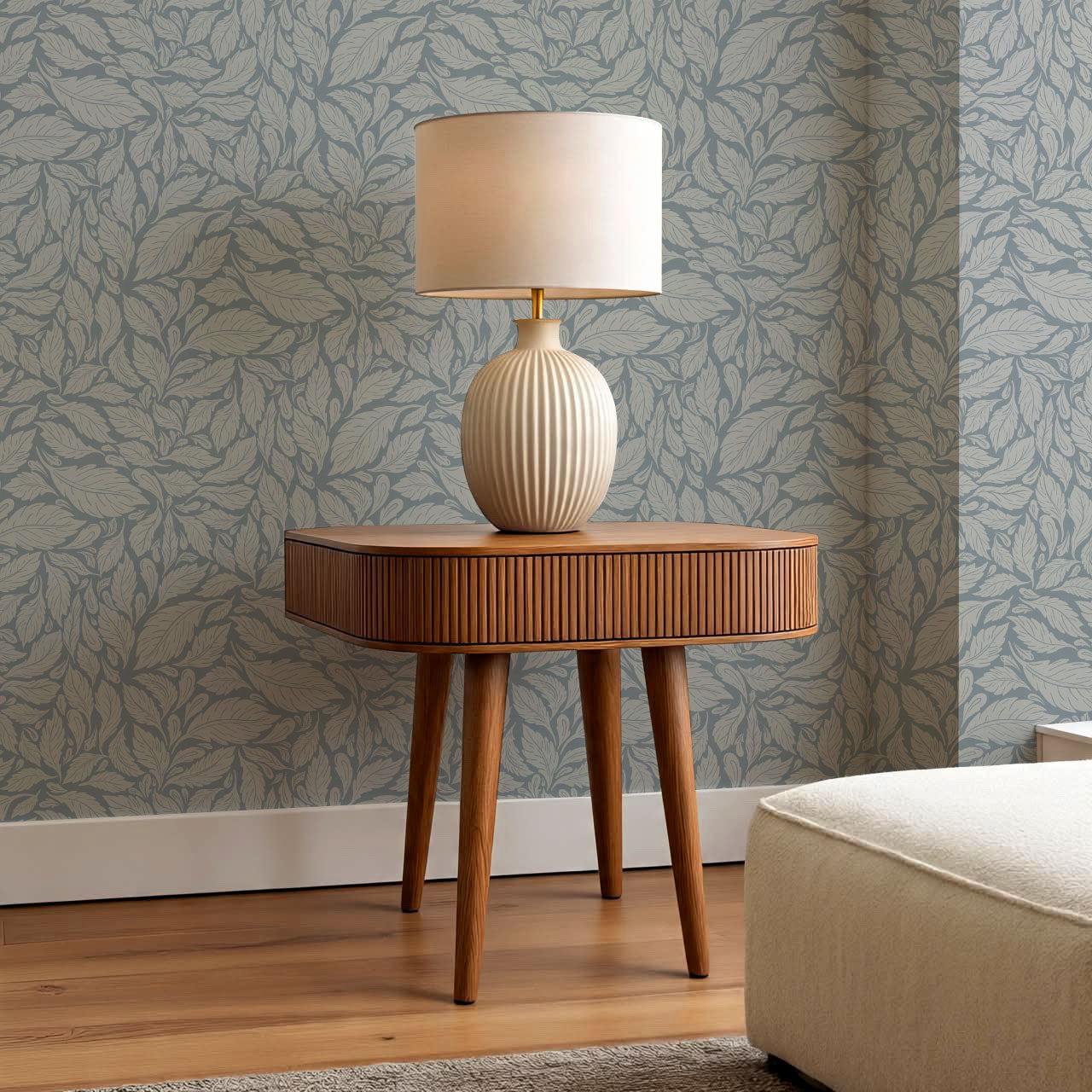 Eulalie Chateau Foliage Slate Gray Wallpaper