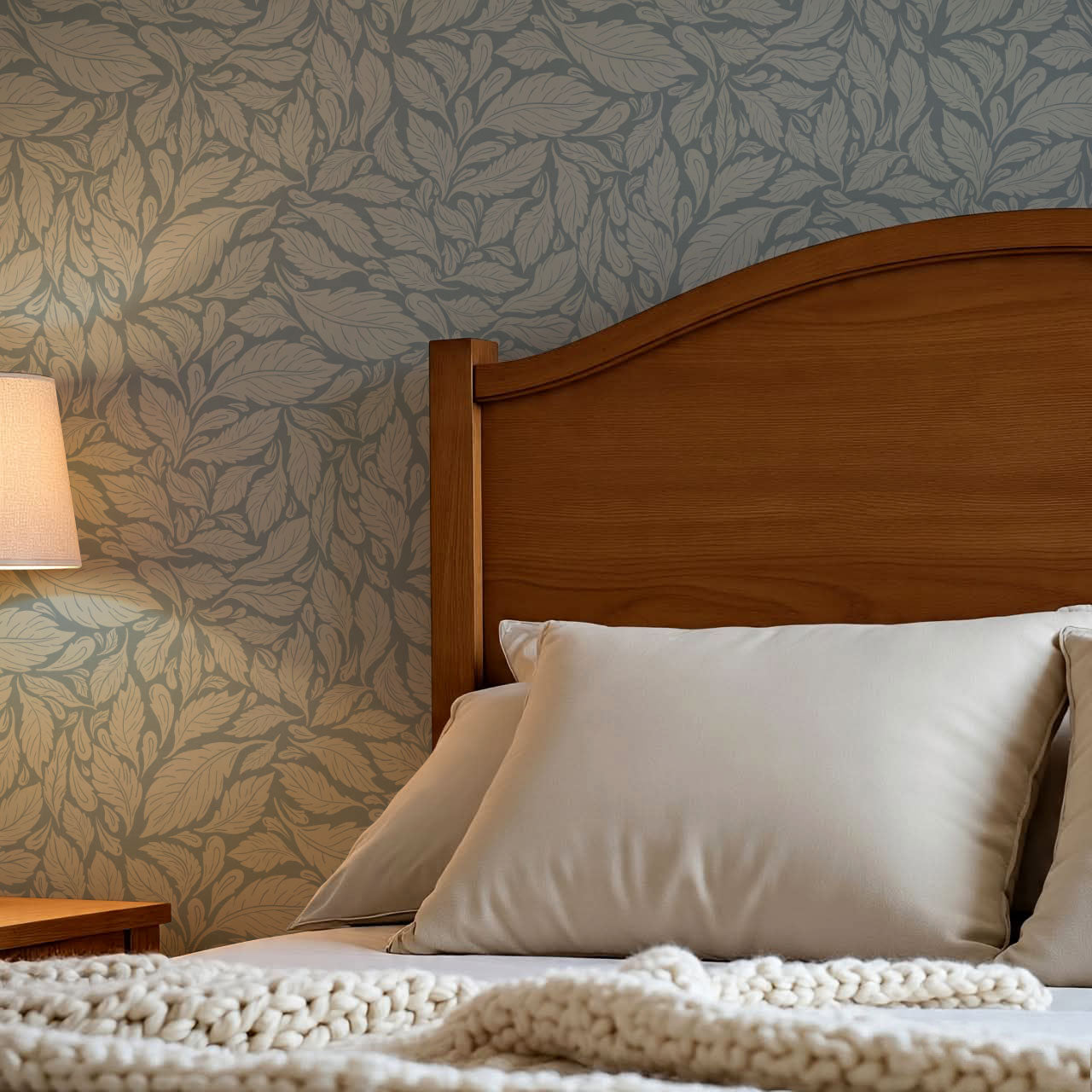 Eulalie Chateau Foliage Slate Gray Wallpaper