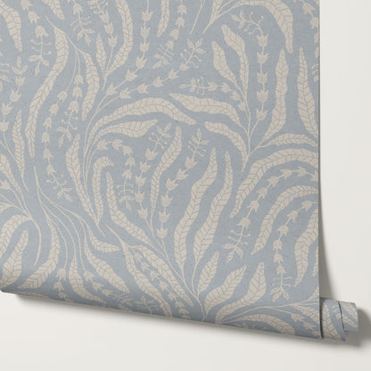 Eunis Vines Pale Blue Wallpaper