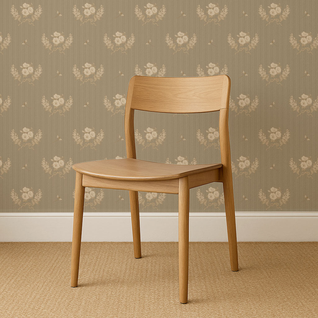 Eva Petunias and Dragonflies Olive Wallpaper
