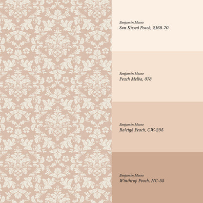 Evalia Damask Coral Peach Wallpaper