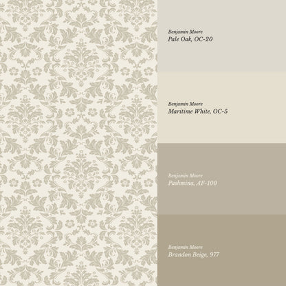 Evalia Damask Neutral Taupe Wallpaper
