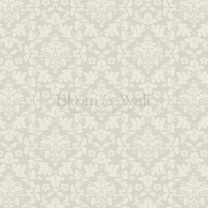 Evalia Damask Gray Sage Wallpaper
