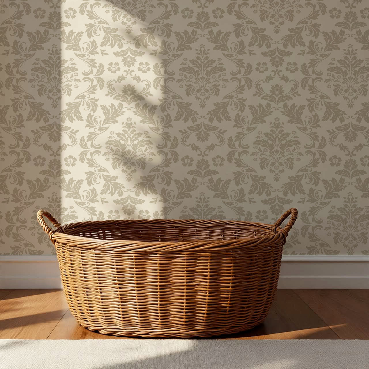 Evalia Damask Neutral Taupe Wallpaper