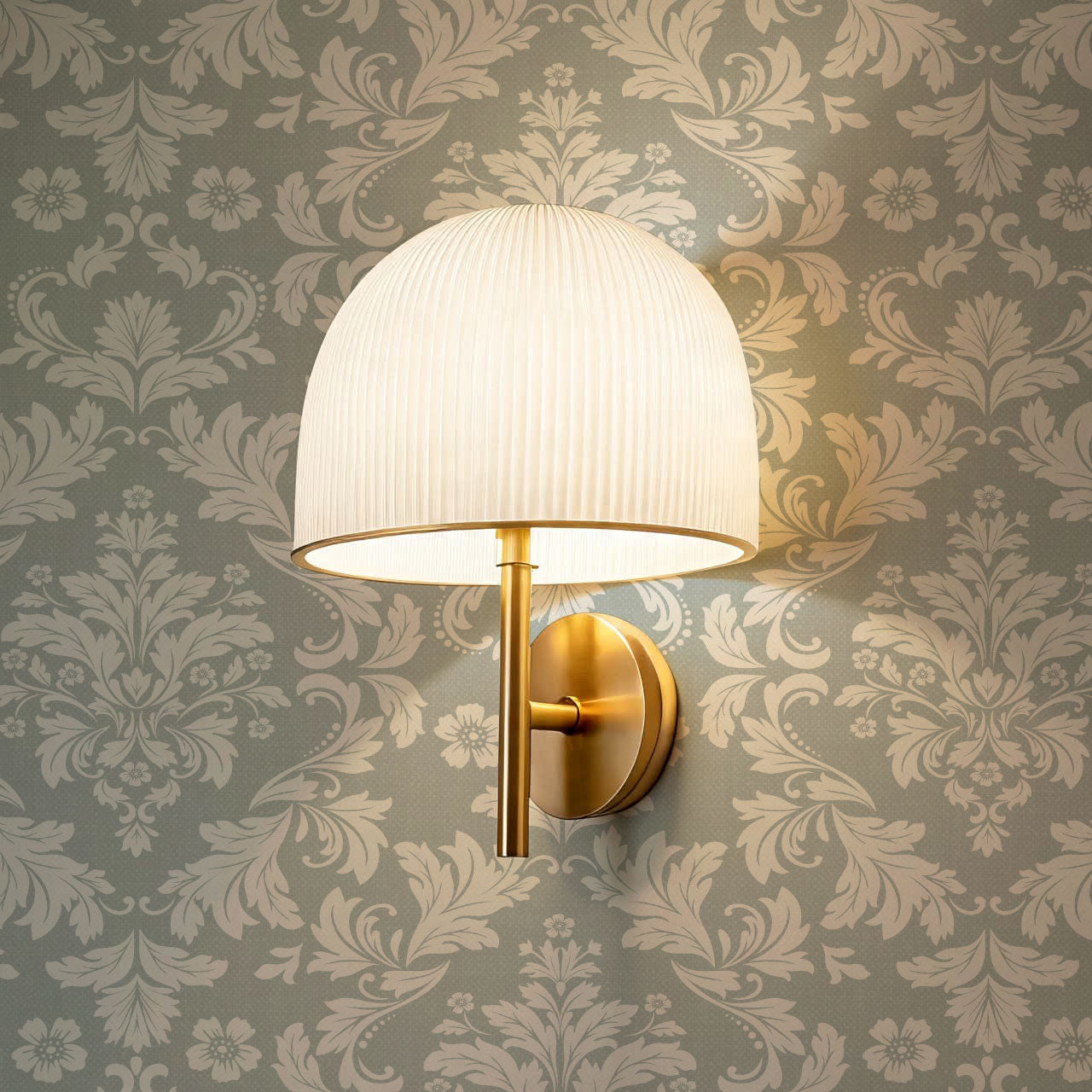 Evalia Damask Sage Stone Wallpaper
