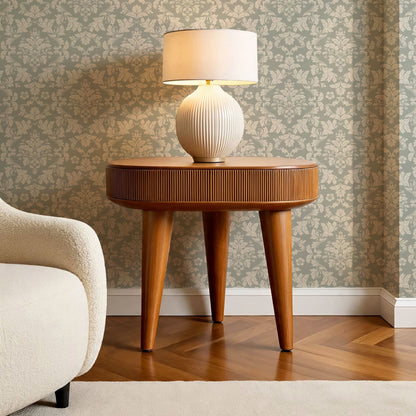 Evalia Damask Sage Stone Wallpaper