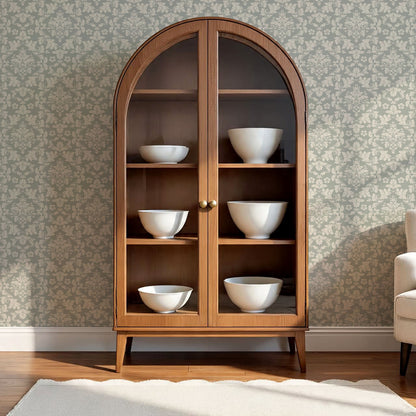 Evalia Damask Sage Stone Wallpaper