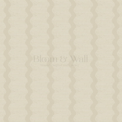 Evangeline Textured Wavy Stripes Warm Beige Wallpaper