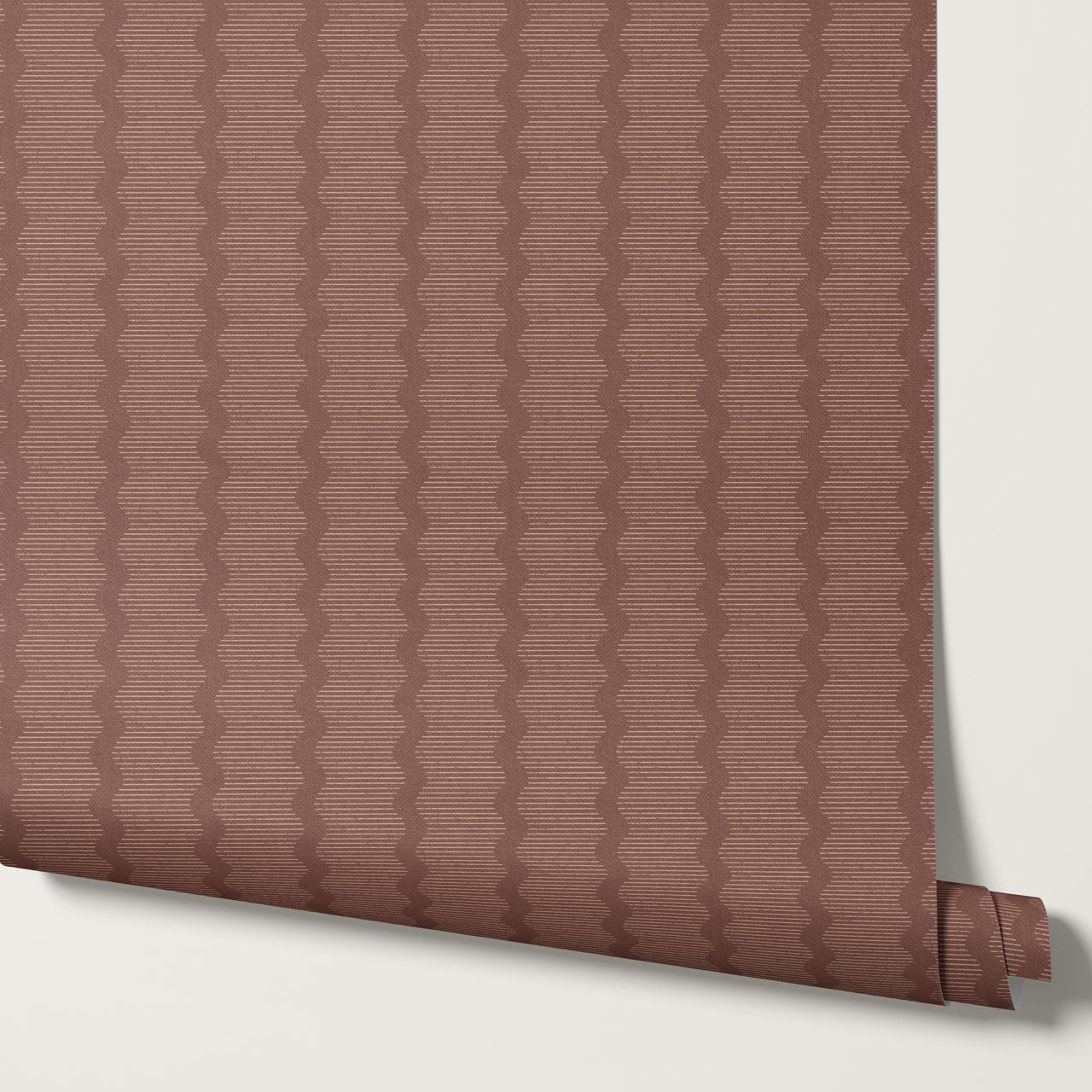 Evangeline Textured Wavy Stripes Cocoa Brown Wallpaper