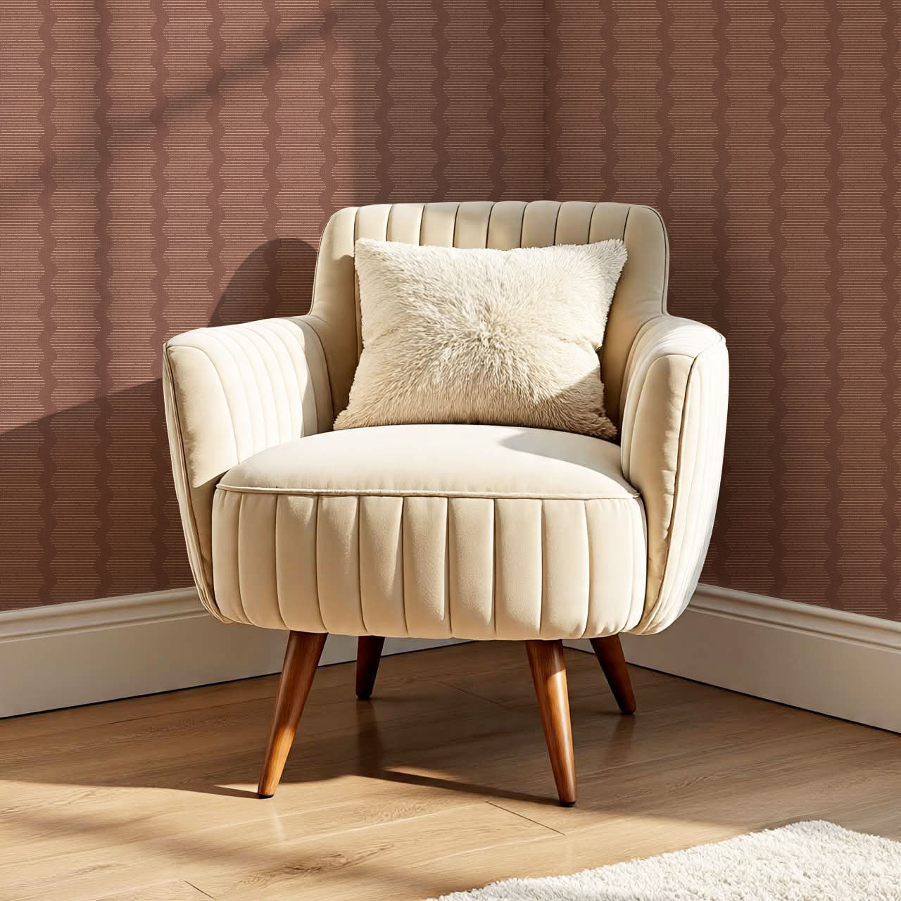 Evangeline Textured Wavy Stripes Cocoa Brown Wallpaper