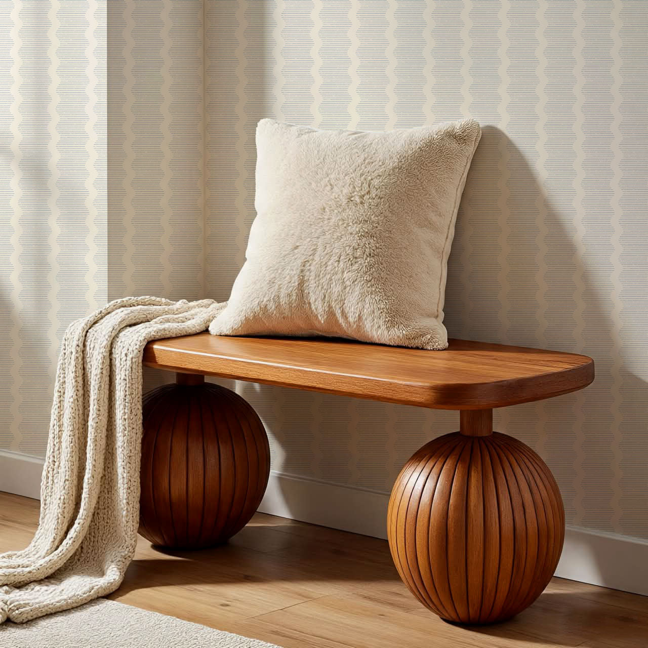 Evangeline Textured Wavy Stripes French Blue Wallpaper