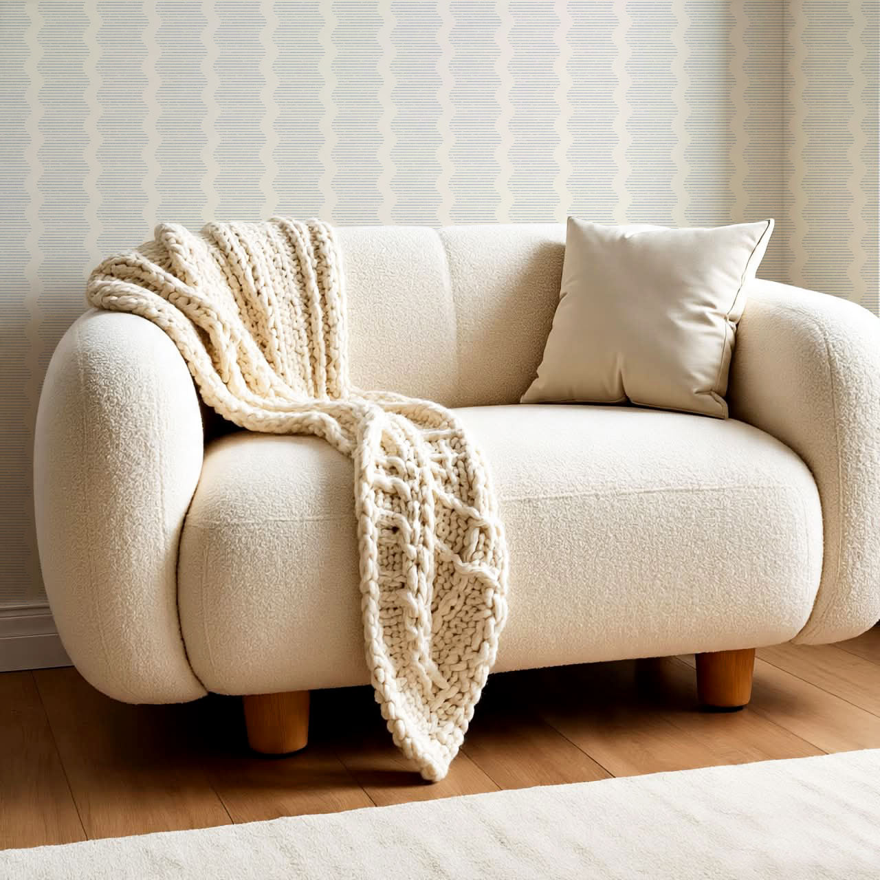 Evangeline Textured Wavy Stripes French Blue Wallpaper