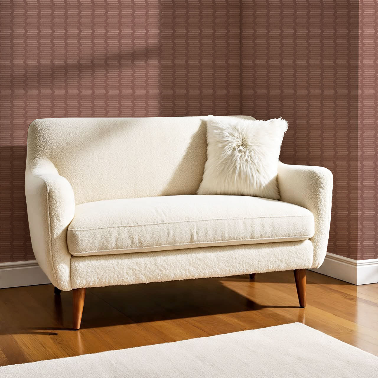 Evangeline Textured Wavy Stripes Cocoa Brown Wallpaper