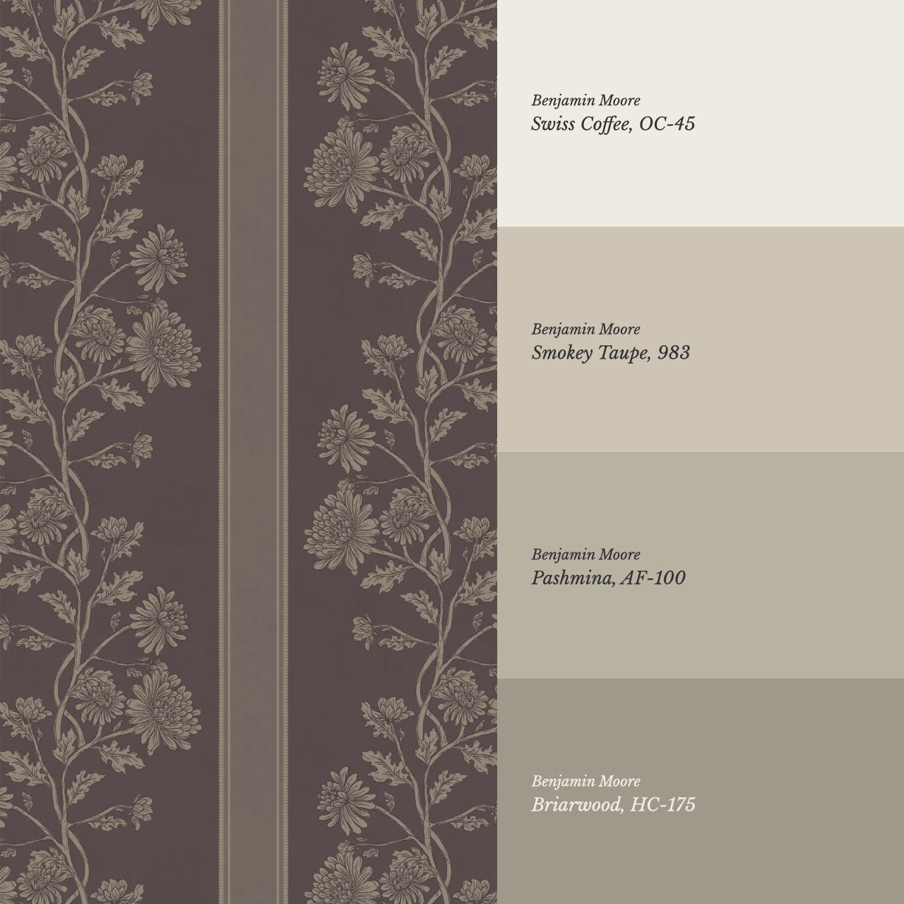 Everleigh Chrysanthemum Stripes Aged Burgundy Wallpaper
