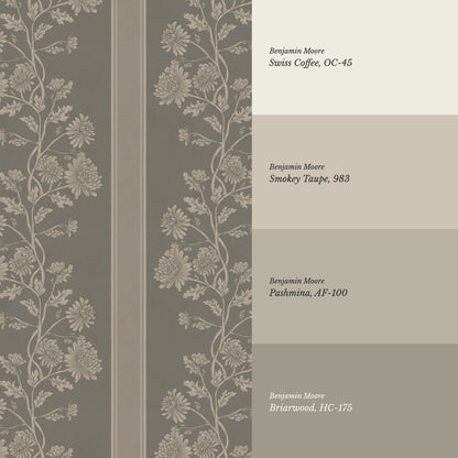 Everleigh Chrysanthemum Stripes Rocky Road Wallpaper