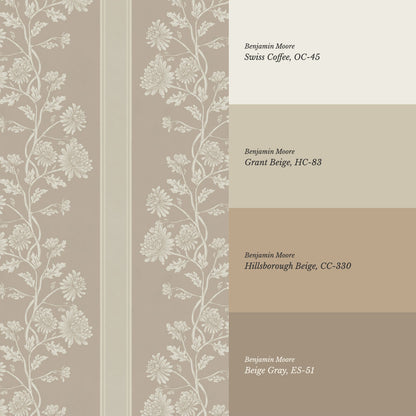 Everleigh Chrysanthemum Stripes Warm Sand Wallpaper