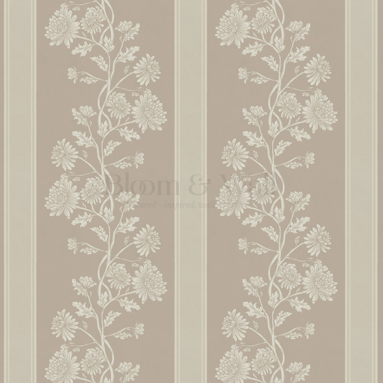 Everleigh Chrysanthemum Stripes Warm Sand Wallpaper