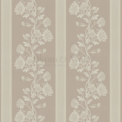 Everleigh Chrysanthemum Stripes Warm Sand Wallpaper