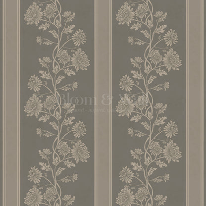 Everleigh Chrysanthemum Stripes Rocky Road Wallpaper