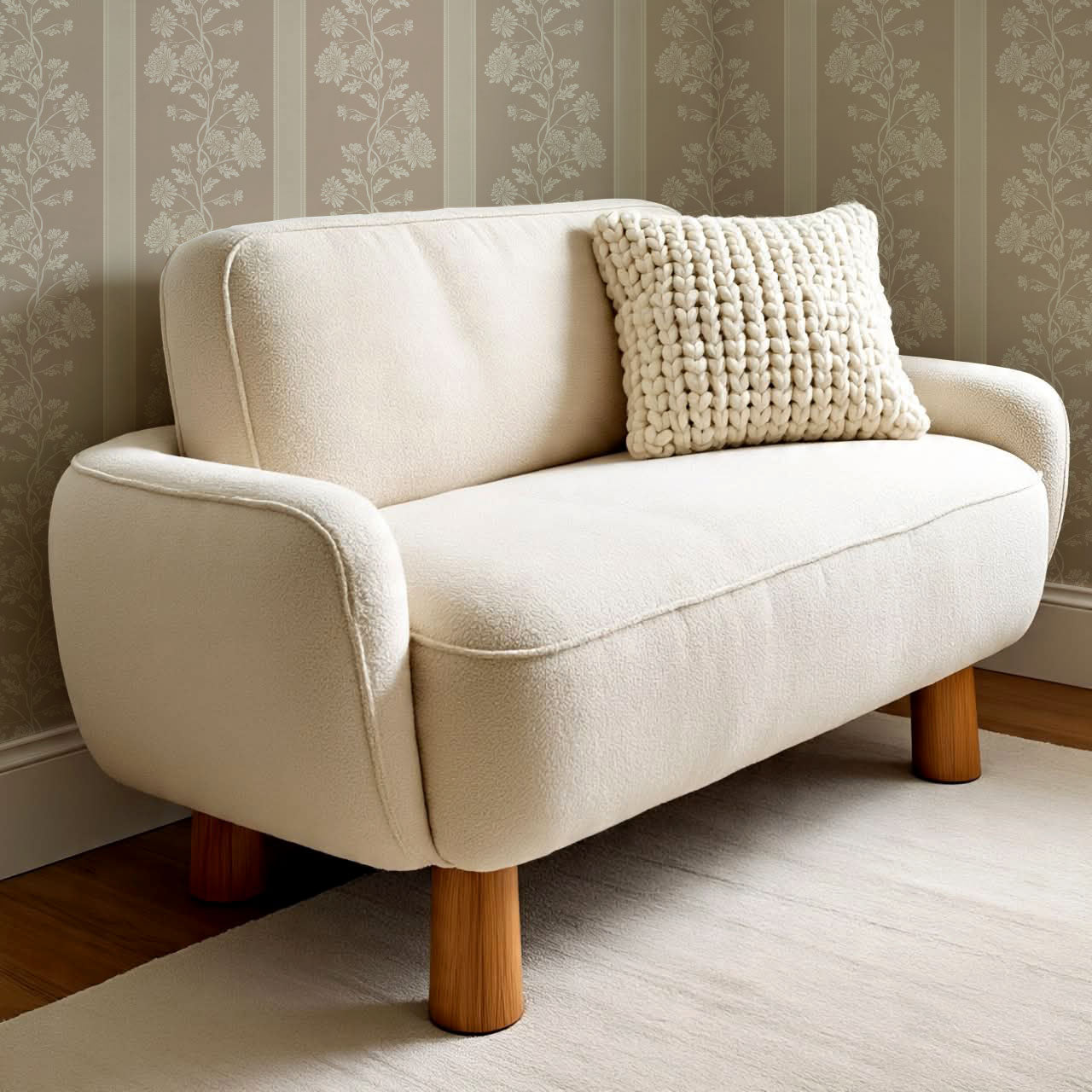 Everleigh Chrysanthemum Stripes Warm Sand Wallpaper