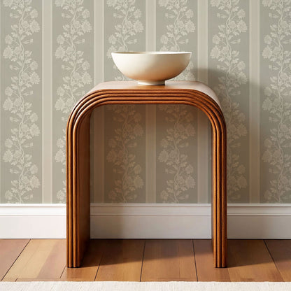Everleigh Chrysanthemum Stripes Stone Wallpaper
