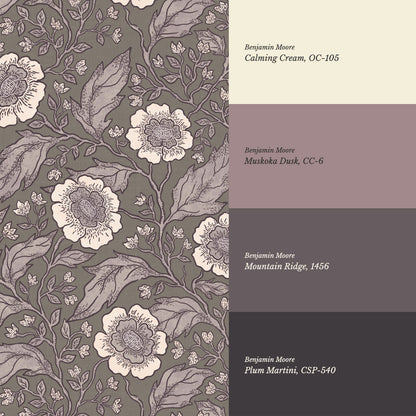 Evie Floral Vines Purple Sand Wallpaper