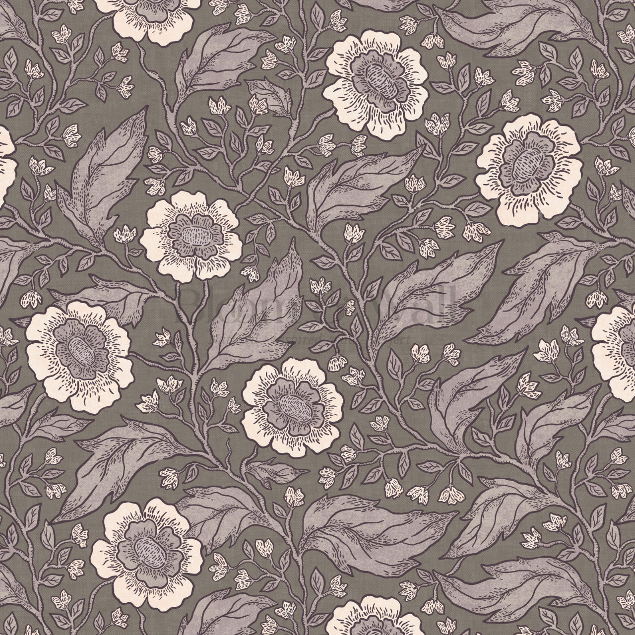 Evie Floral Vines Purple Sand Wallpaper