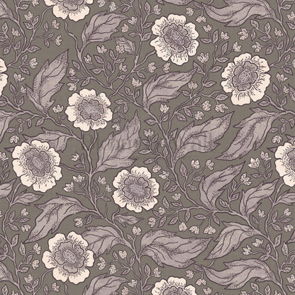 Evie Floral Vines Purple Sand Wallpaper