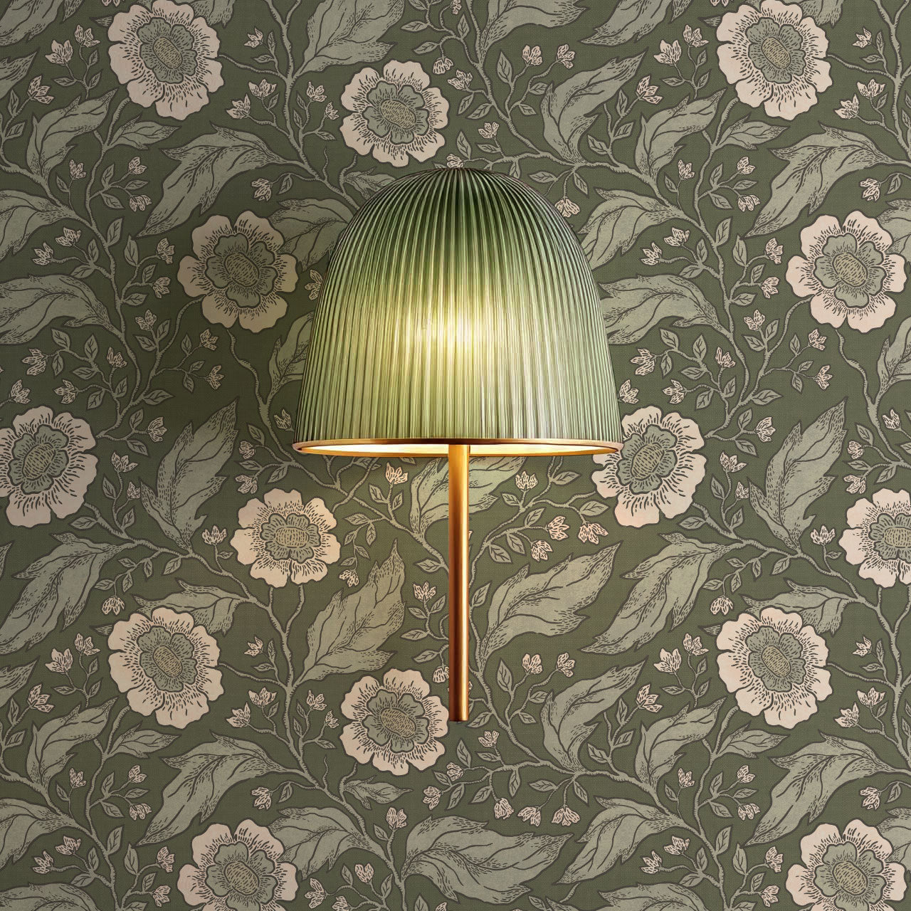 Evie Floral Vines Green Wallpaper