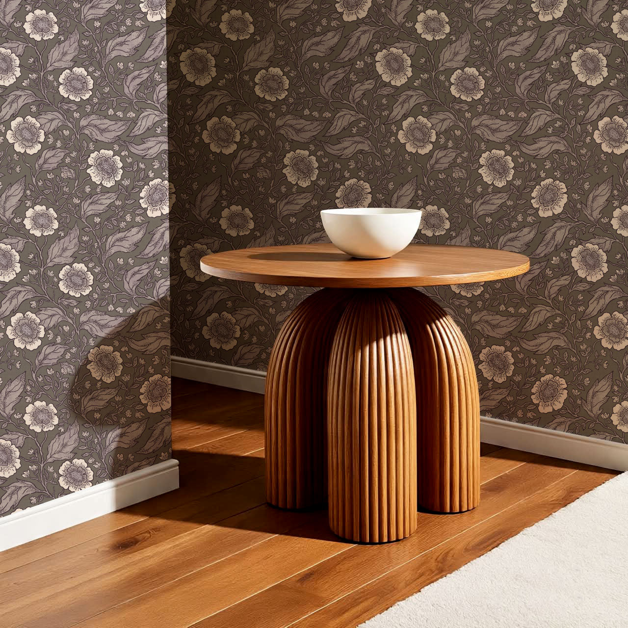 Evie Floral Vines Purple Sand Wallpaper