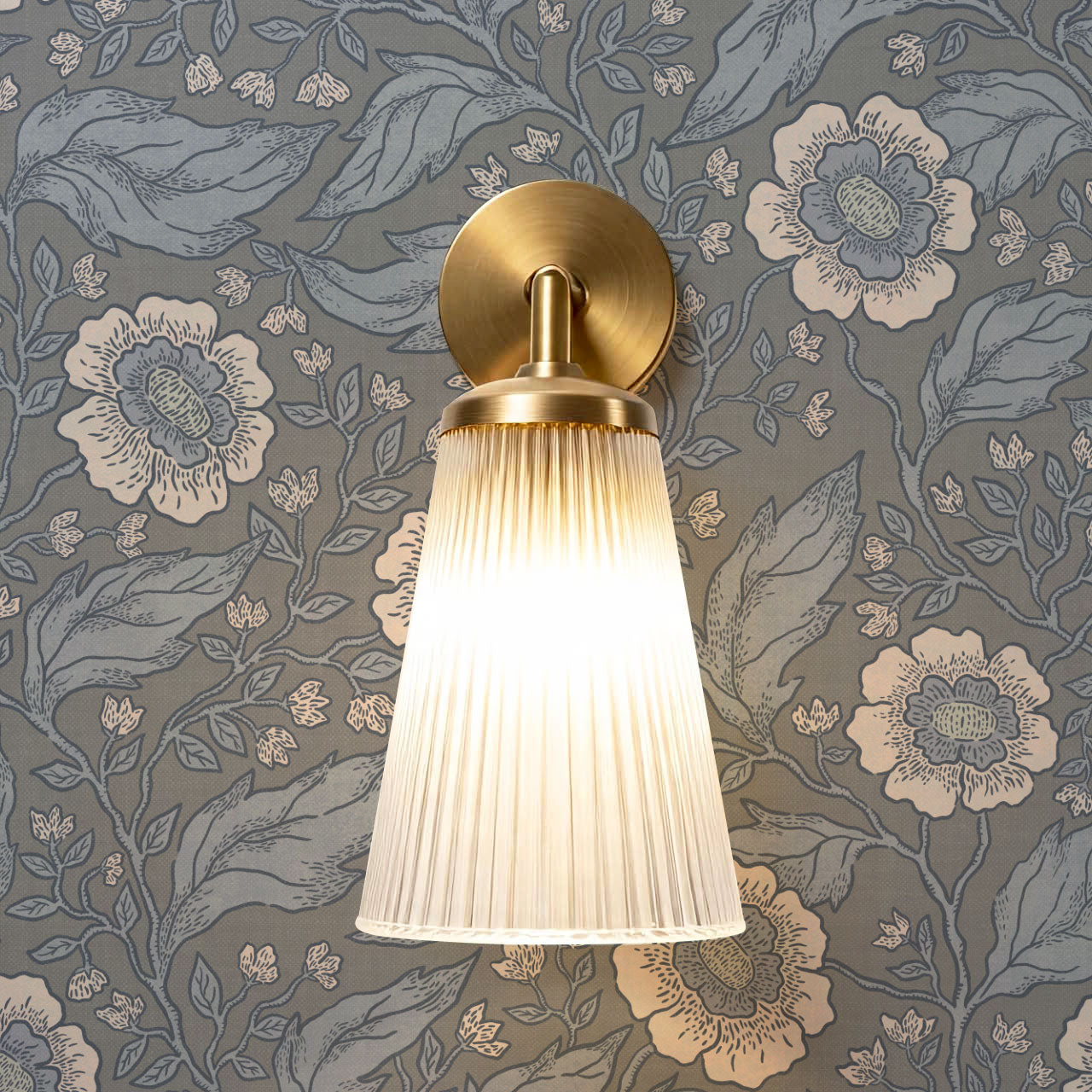 Evie Floral Vines Dusty Blue Wallpaper