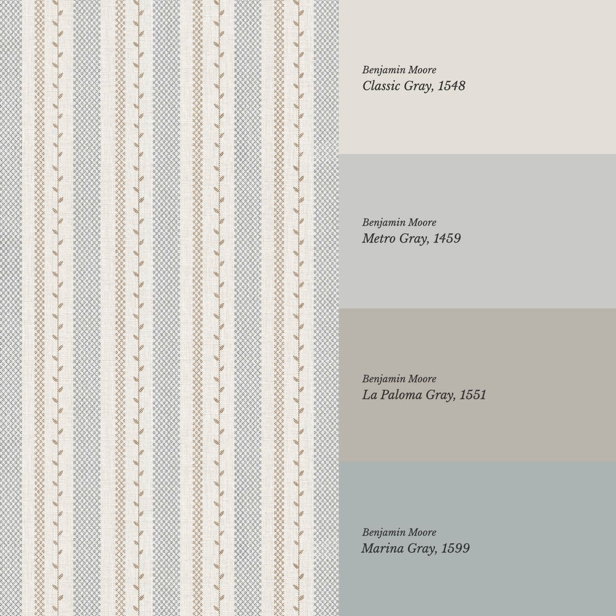 Fabiola Woodland Stripe Ivory Beige Blue Wallpaper