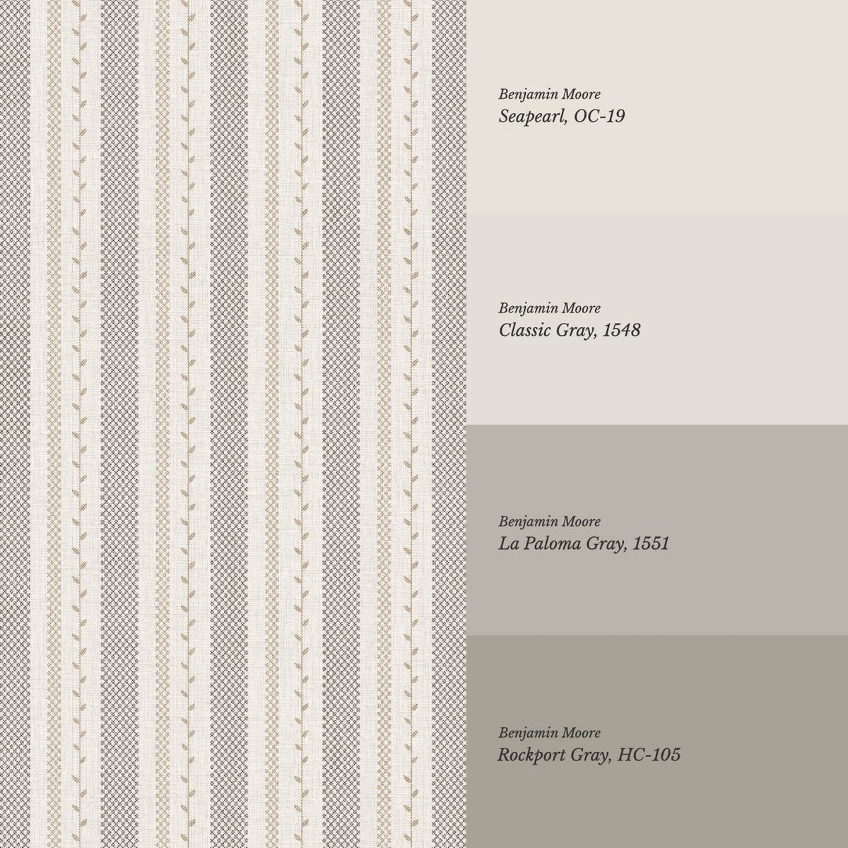 Fabiola Woodland Stripe Ivory Beige Charcoal Wallpaper