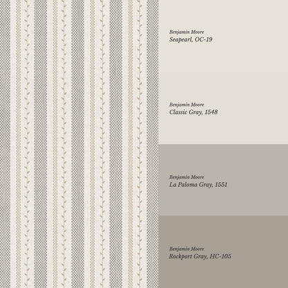 Fabiola Woodland Stripe Ivory Beige Charcoal Wallpaper