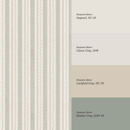 Fabiola Woodland Stripe Ivory Beige Sage Wallpaper