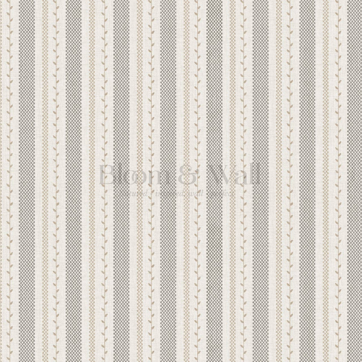 Fabiola Woodland Stripe Ivory Beige Charcoal Wallpaper