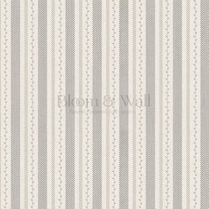 Fabiola Woodland Stripe Ivory Beige Charcoal Wallpaper