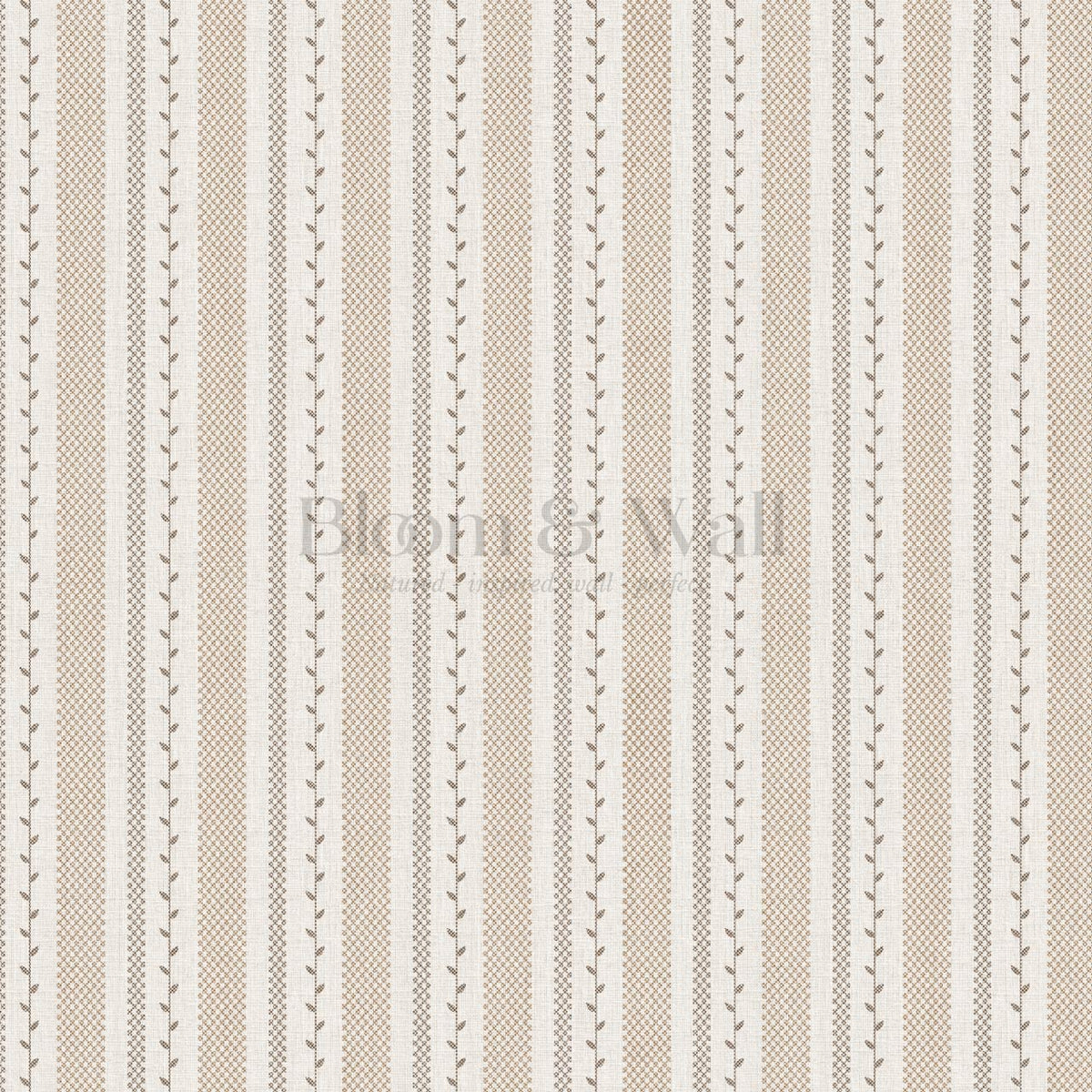Fabiola Woodland Stripe Ivory Neutral Beige Wallpaper