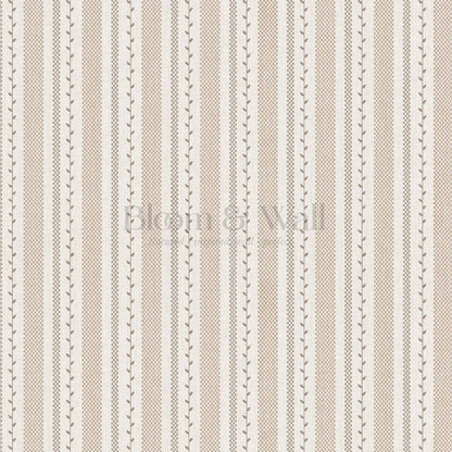 Fabiola Woodland Stripe Ivory Neutral Beige Wallpaper