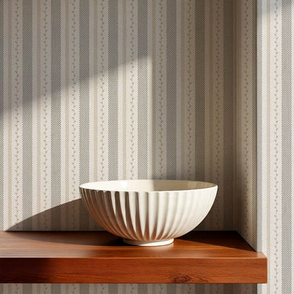 Fabiola Woodland Stripe Ivory Beige Charcoal Wallpaper