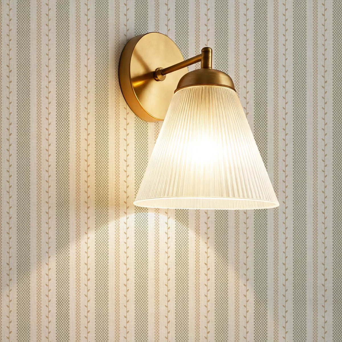 Fabiola Woodland Stripe Ivory Beige Sage Wallpaper