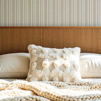 Fabiola Woodland Stripe Ivory Neutral Beige Wallpaper