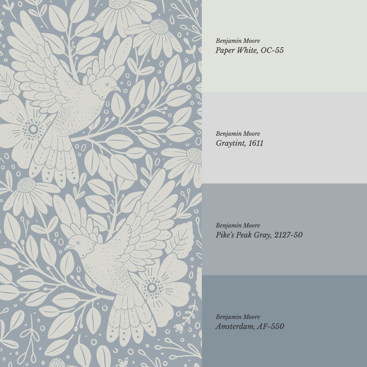 Fae Doves French Blue Wallpaper