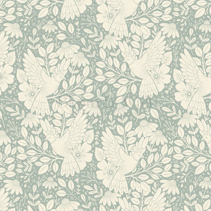 Fae Doves Sage Wallpaper