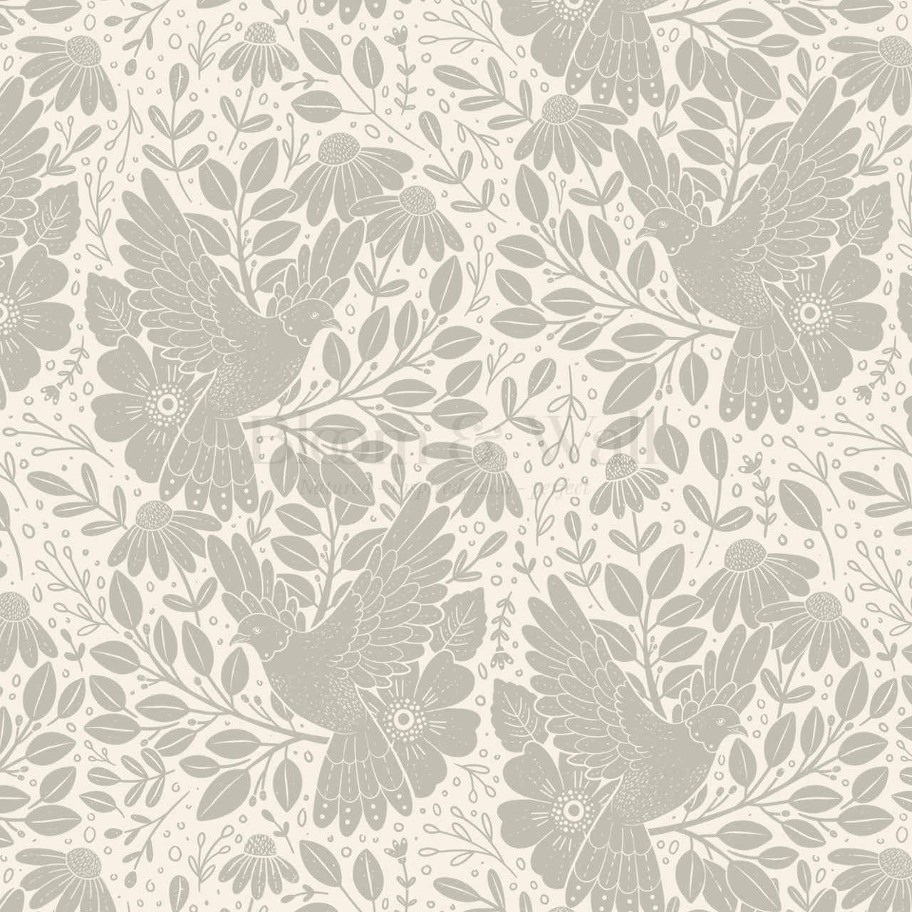 Fae Doves Cream Stone Wallpaper