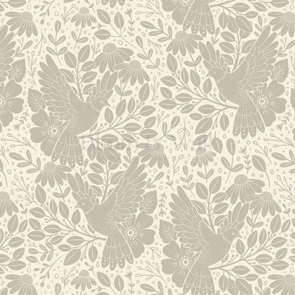Fae Doves Cream Stone Wallpaper